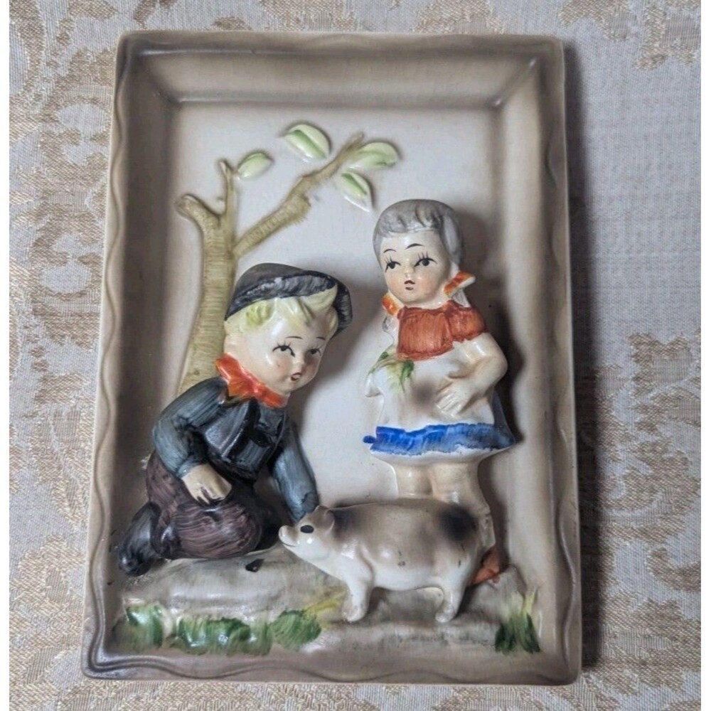 Hummel Nursery Rhyme Wall Plaque Ceramic Japan Sonsco To Market, To Market